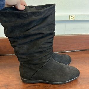 Black Suede Slouch Boots